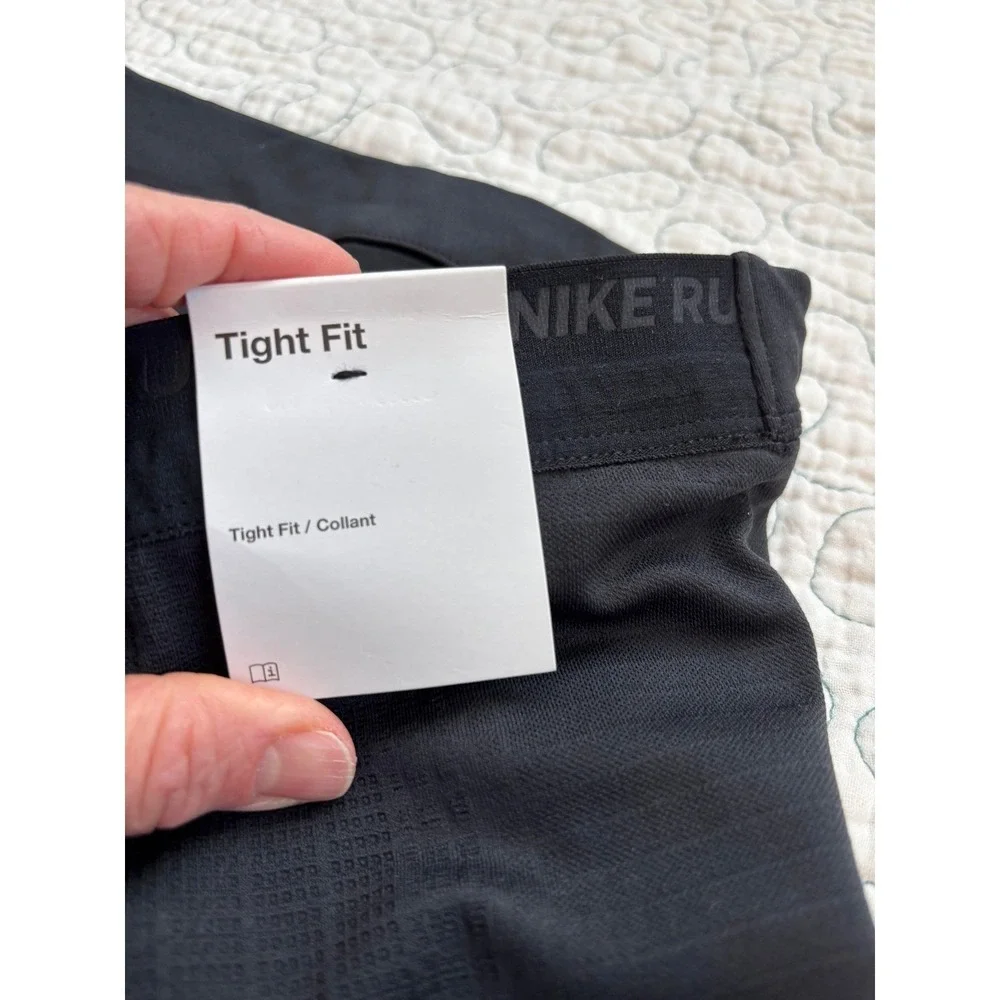 Nike Dri-FIT Mens Running Pants Black Tight Fit‎ Training Size XL #617